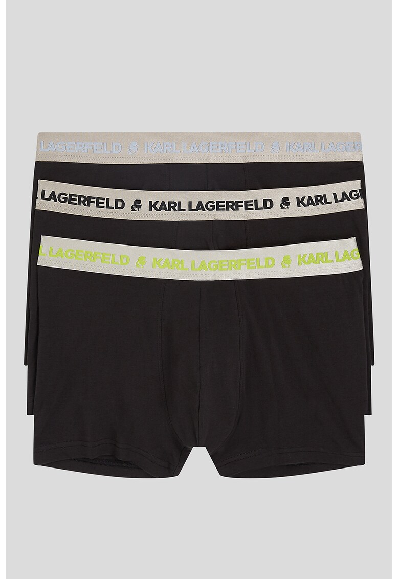 Set de boxeri din amestec de bumbac organic cu logo - 3 perechi - Negru/Gri deschis