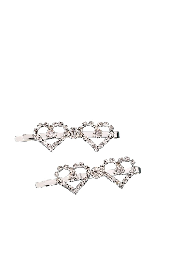 Set 2 clame de par - argintii - cu pietre - Arik C9 -