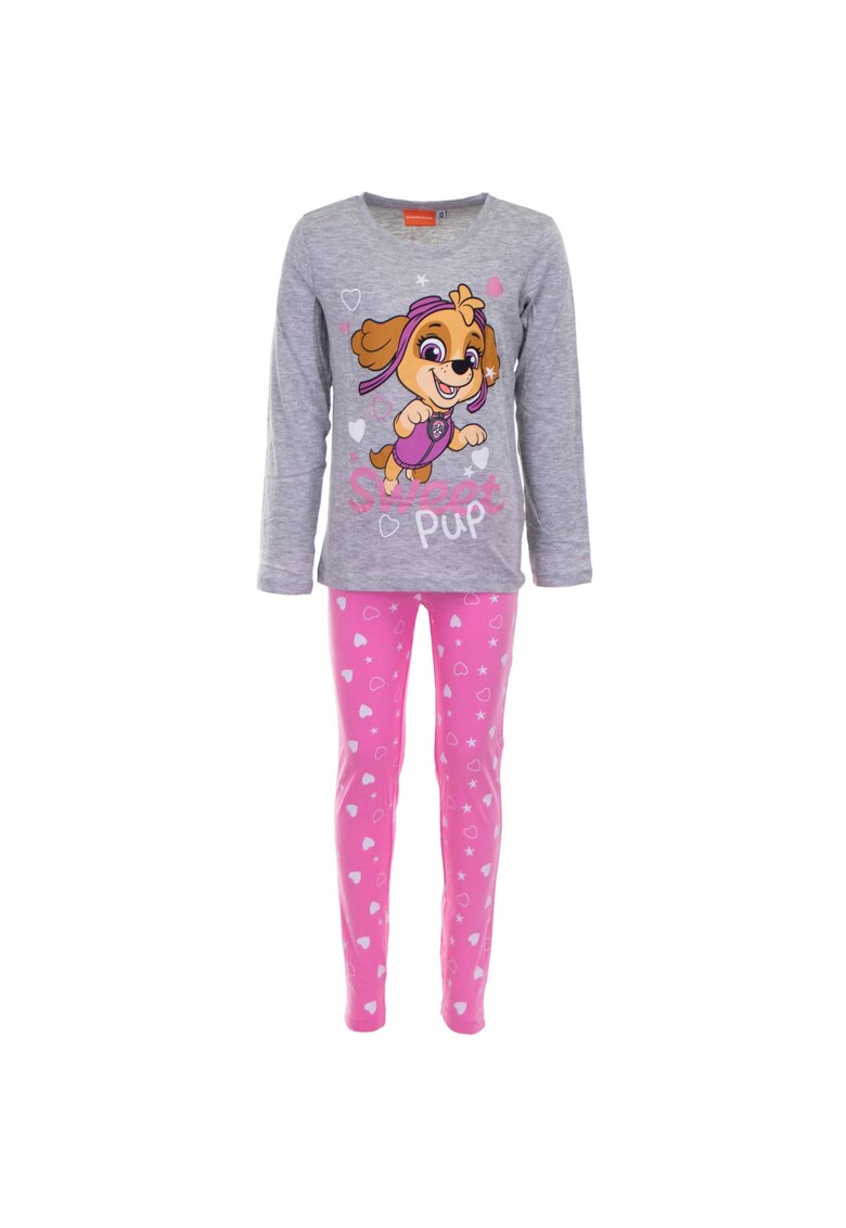 Pijama copii - pentru fetite - cu maneca lunga - bluza gri -