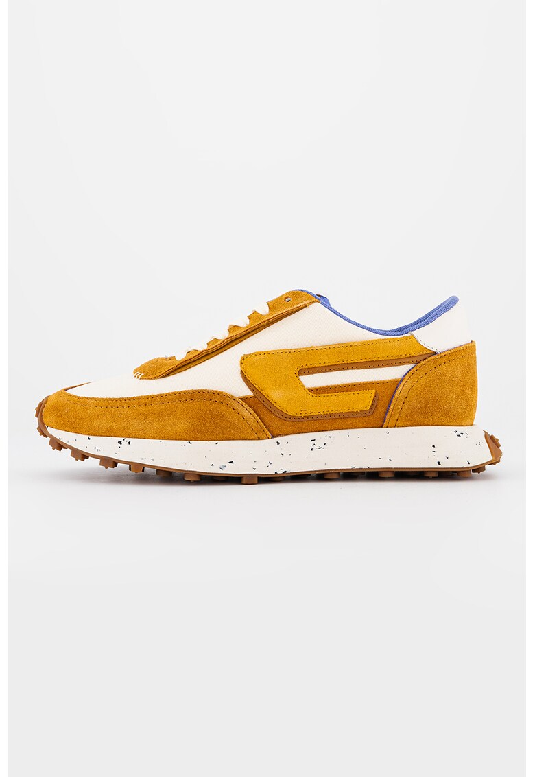 Pantofi sport colorblock de piele intoarsa