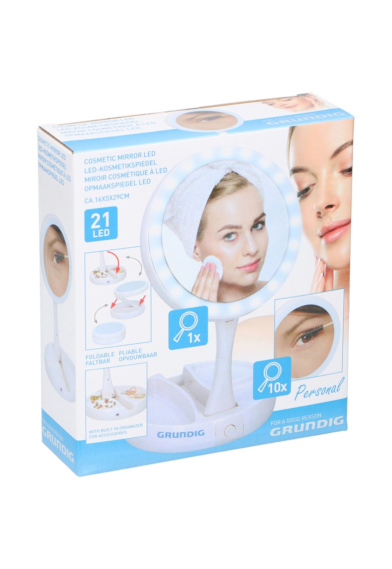 Oglinda cosmetica - 21 LED 10x/1x marire - 16x5x29cm USB - Alb