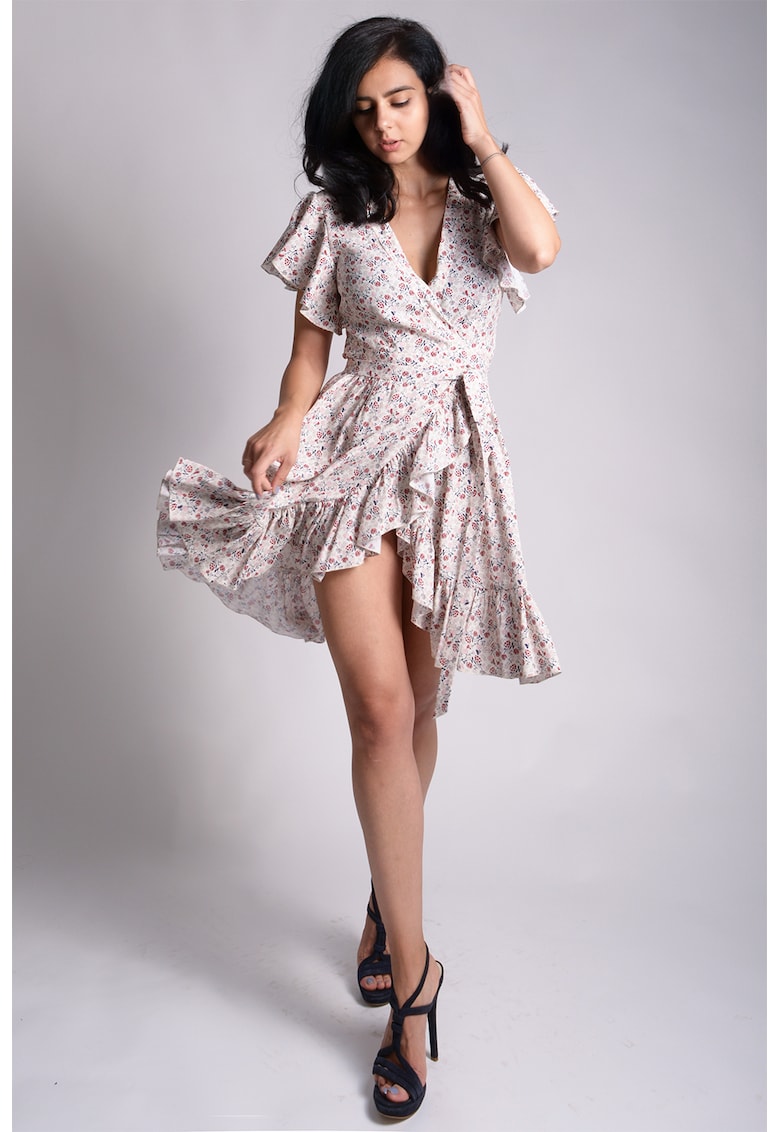 Rochie cu model petrecut si imprimeu floral