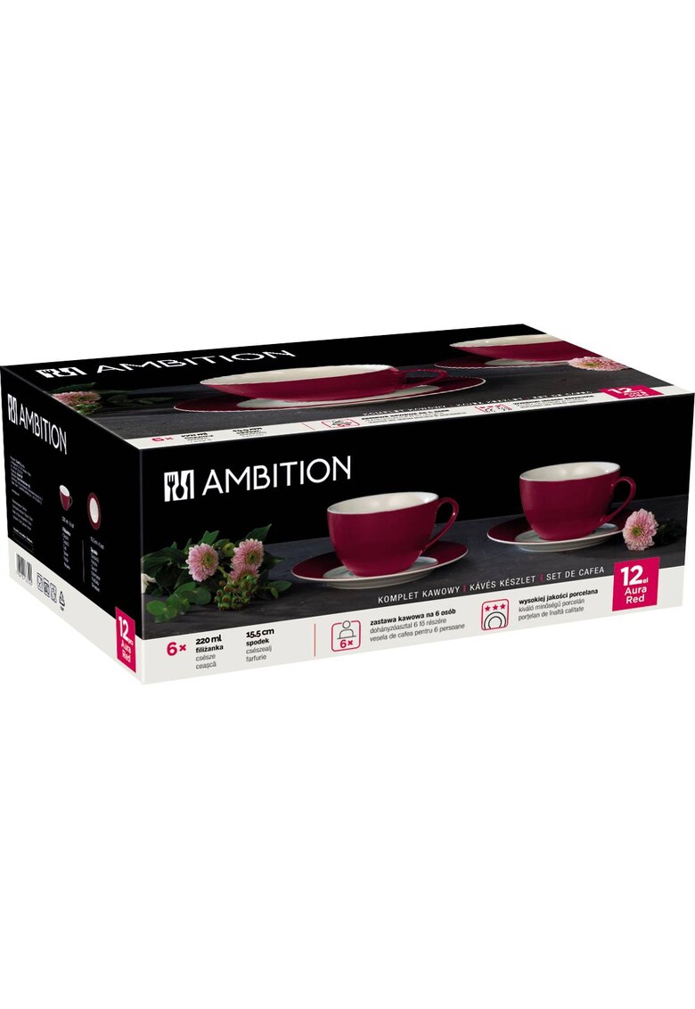 Ambition Set cafea/ceai aura red - 12 piese