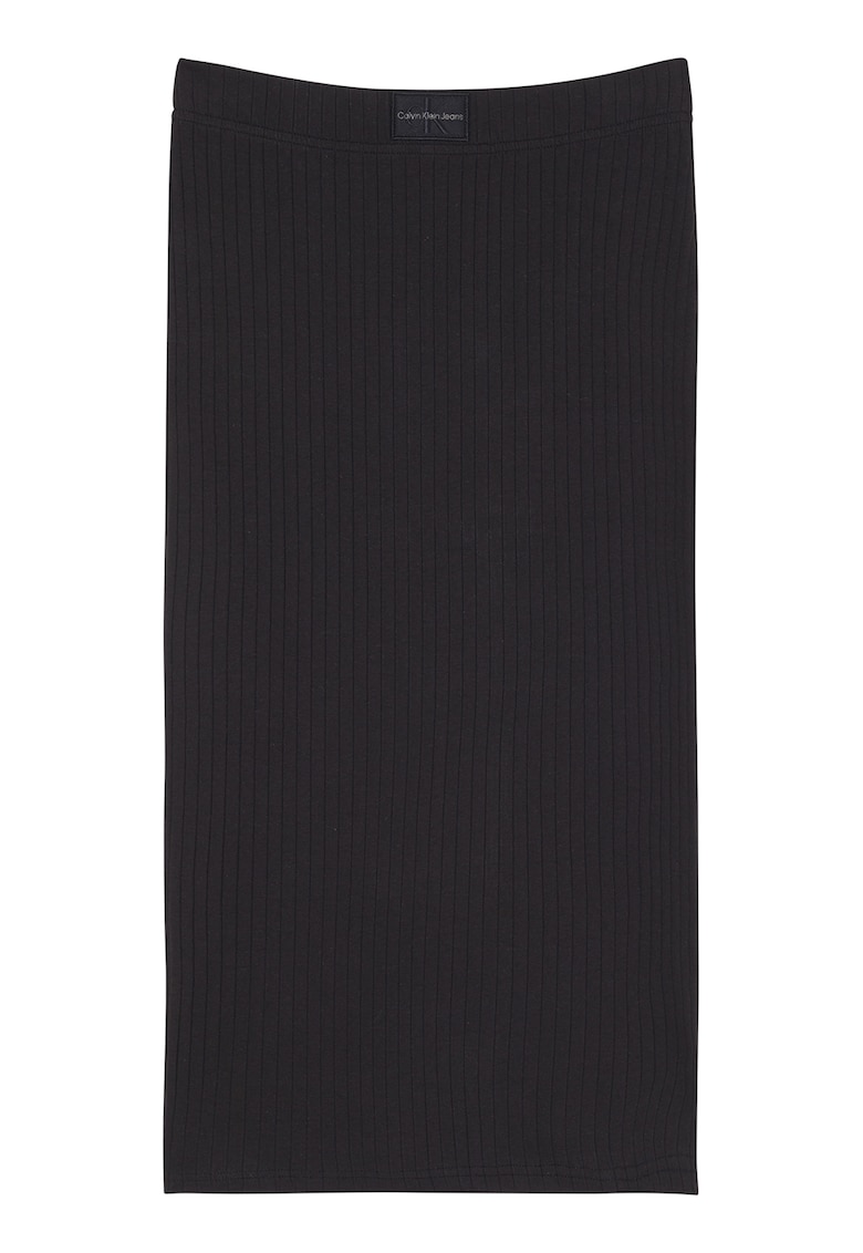 Calvin Klein Jeans Fusta midi cambrata cu talie elastica - Negru