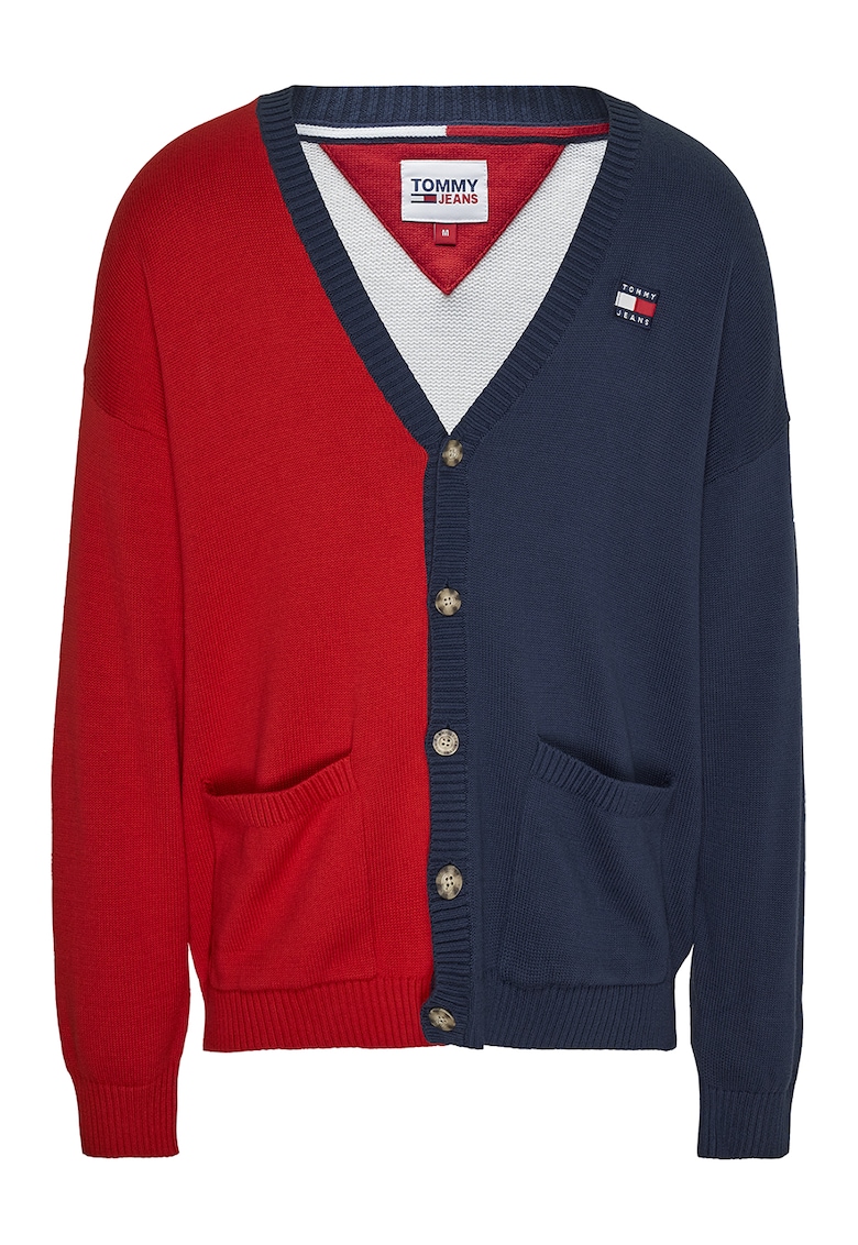 Tommy Jeans Cardigan cu nasturi si aspect colorblock