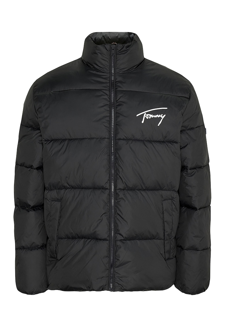 Geaca cu vatelina si logo - Negru