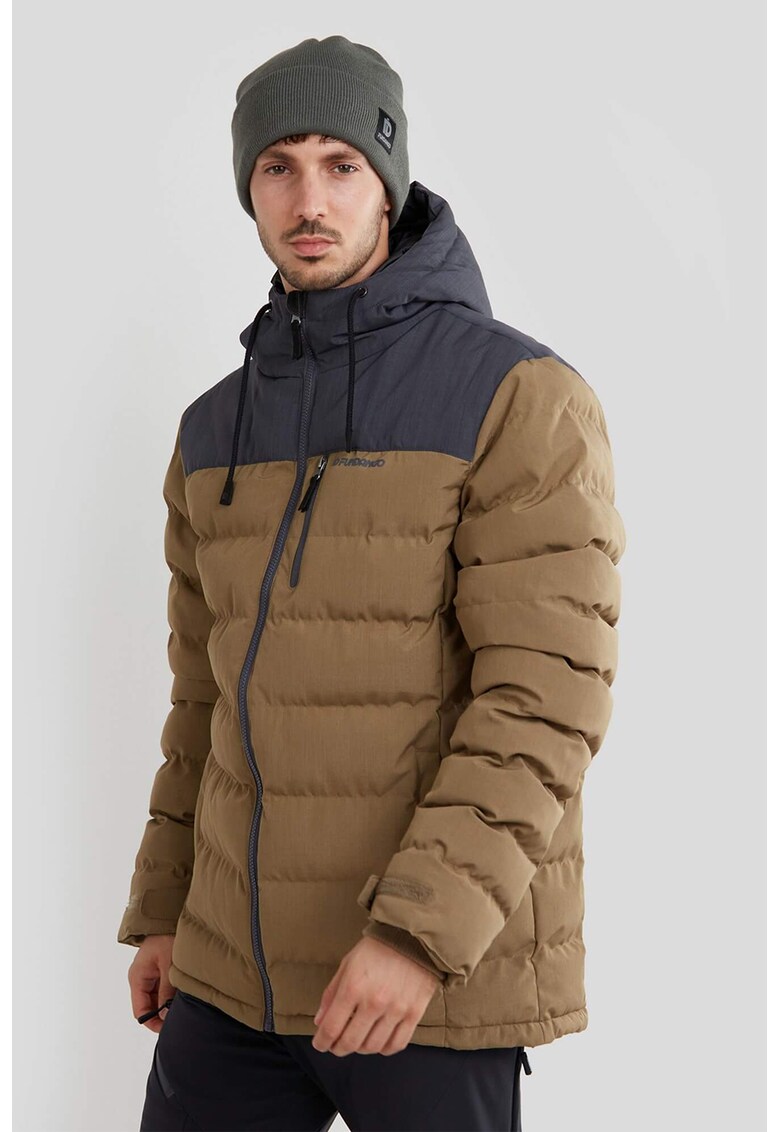 Geaca matlasata cu gluga Passat - Caramel/Gri antracit