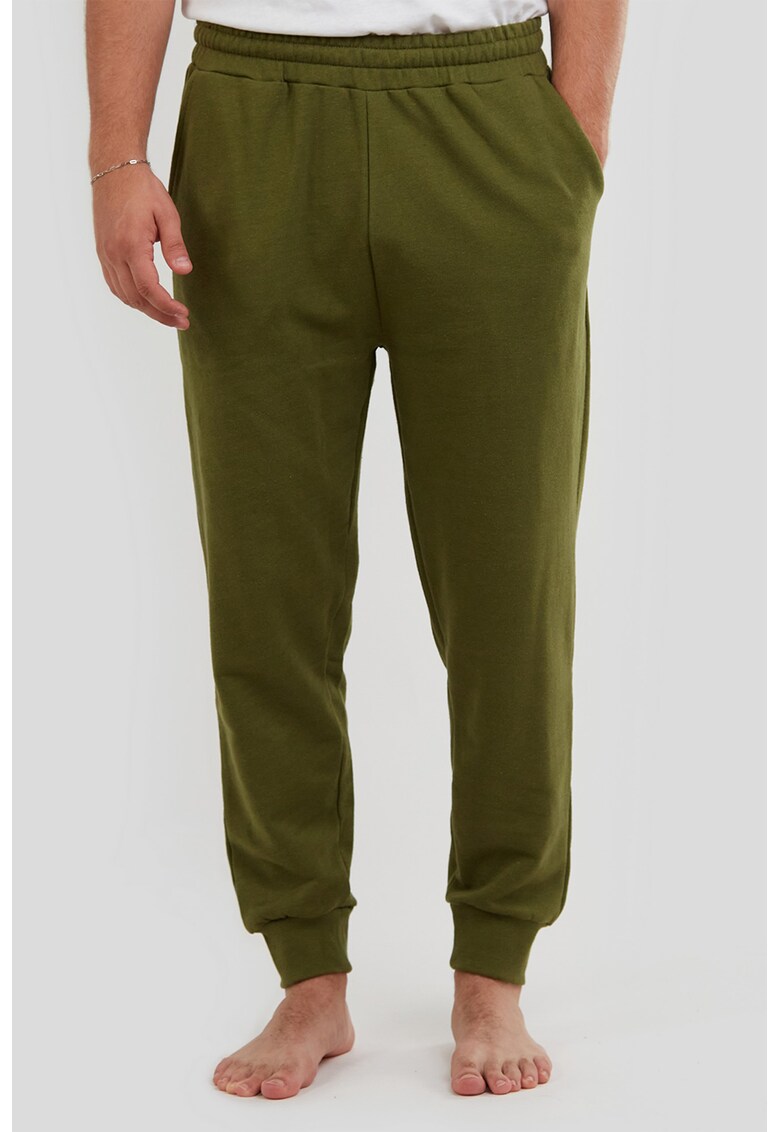 Pantaloni slim fit cu imprimeu logo pentru fitness Moris