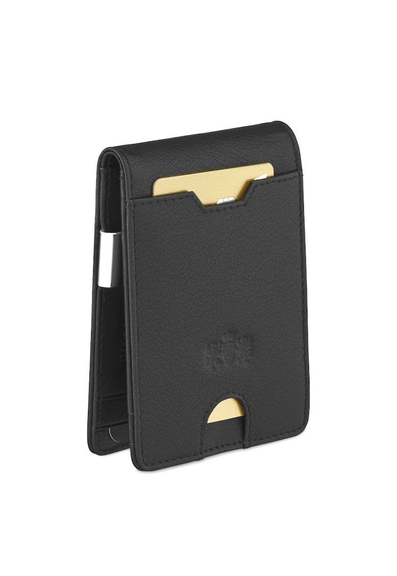 Portofel barbati - ® - ZG-X1-F2 - Piele naturala - 11x8x1.5 cm - Negru