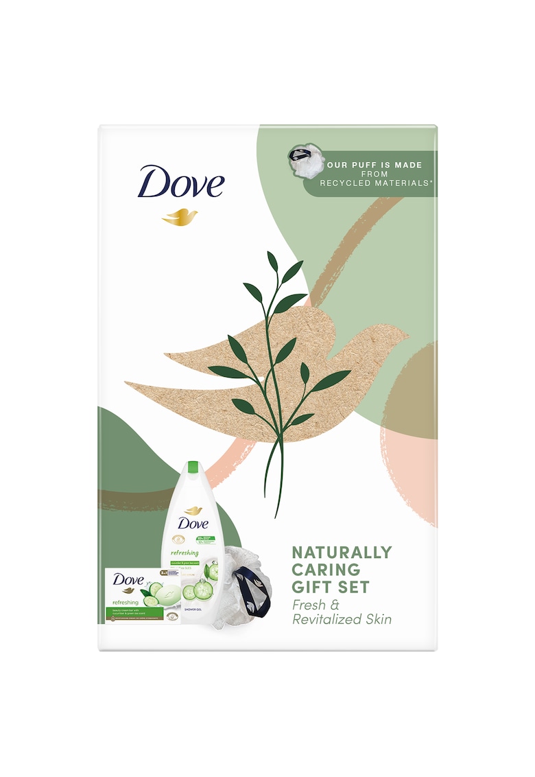 Set  Naturally Refreshing: Puf de baie + Sapun Crema Go Fresh Touch - 90 g + Gel de duș - 250 ml
