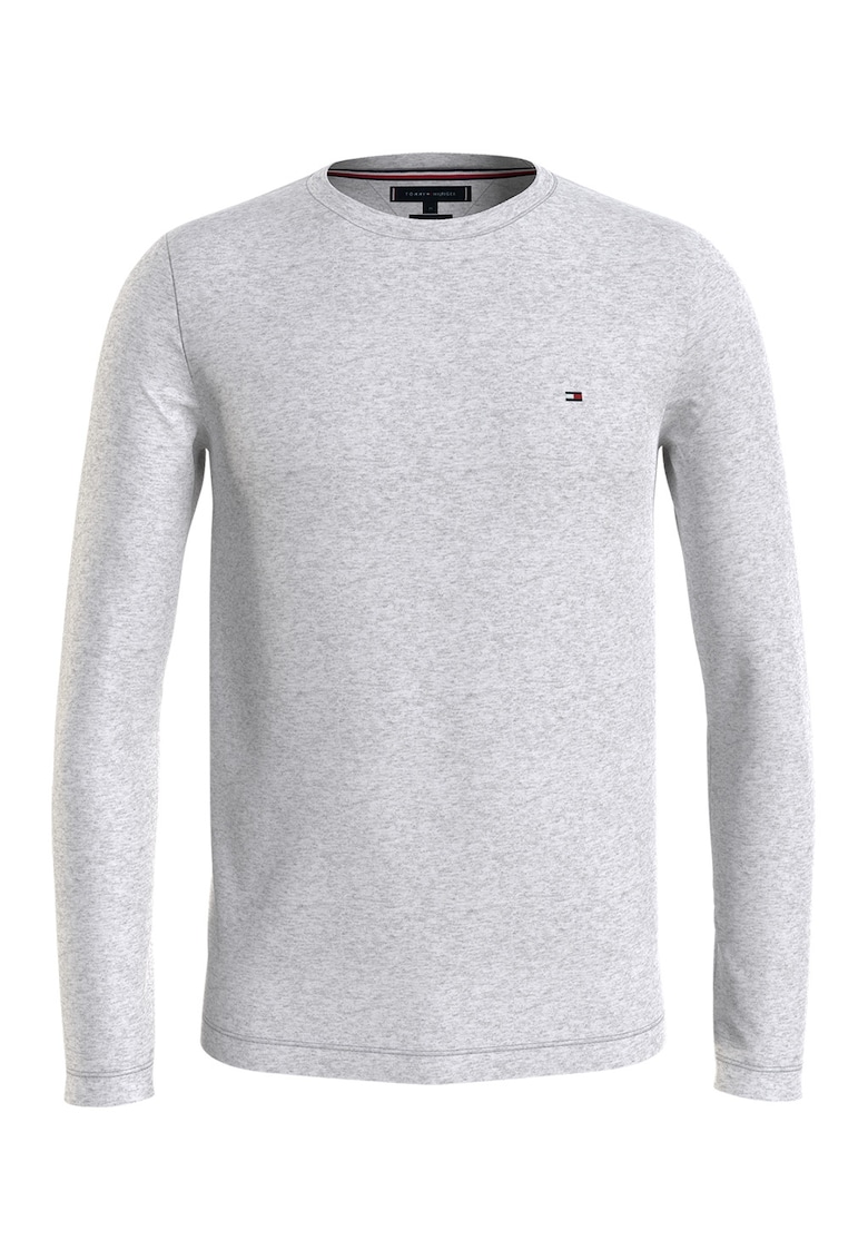 Bluza slim fit amestec de bumbac organic - Gri deschis melange