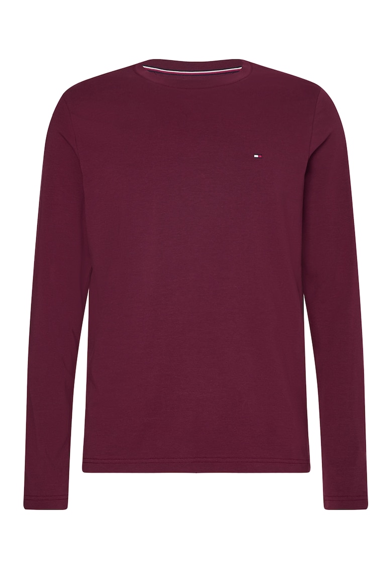 Tommy Hilfiger Bluza slim fit amestec de bumbac organic - Visiniu