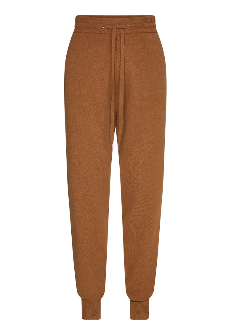Pantaloni regular fit de lana cu snur