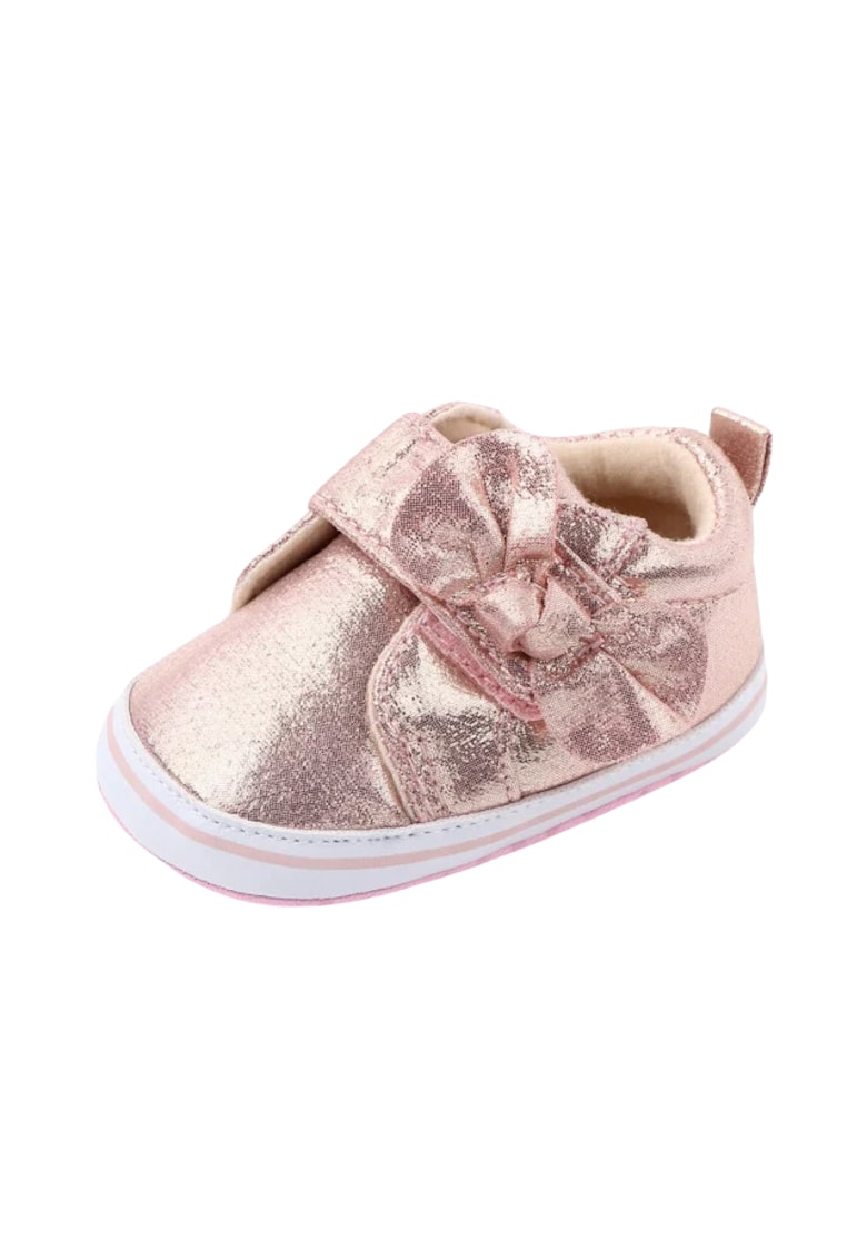 Pantofi Sidefati Cu Fundita Aplicata - Fete - Velcro - Roz