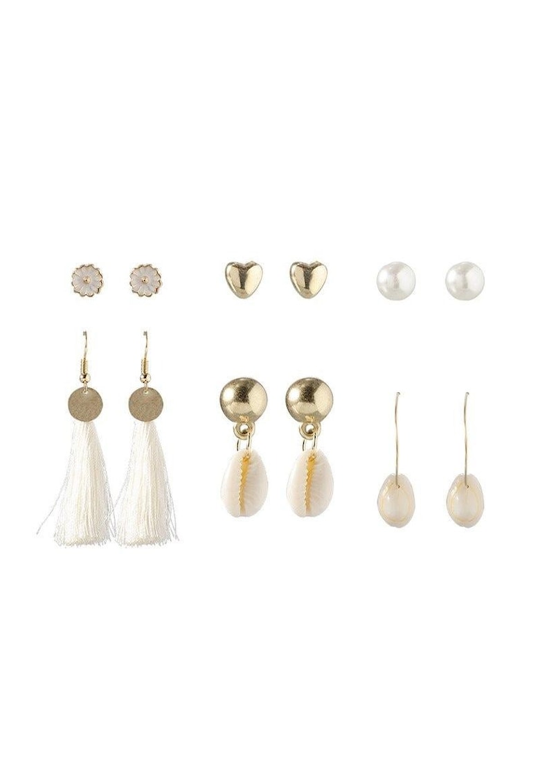 Set 6 perechi de cercei - aurii - cu scoici - Arun C28 -