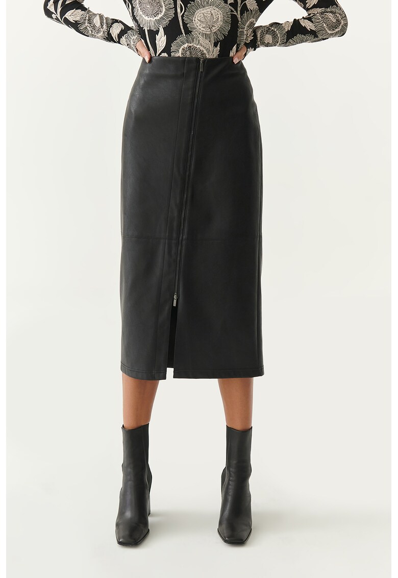Fusta midi de piele ecologica Landika