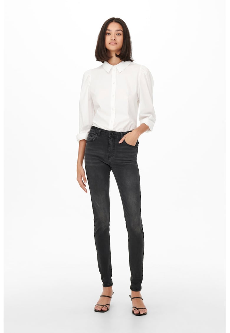 Blugi skinny cu talie medie - Negru stins