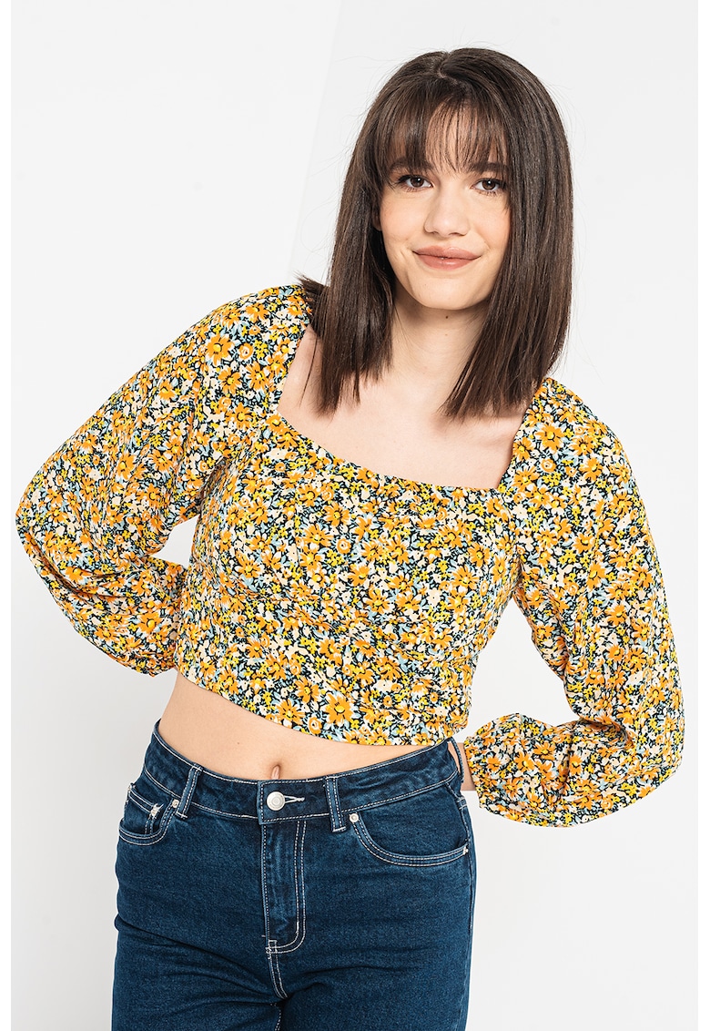 Bluza crop cu model floral zoe