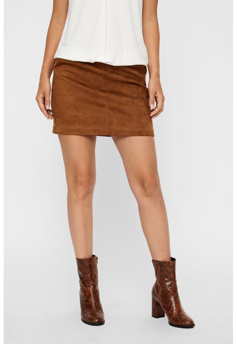 Fusta mini de piele intoarsa sintetica