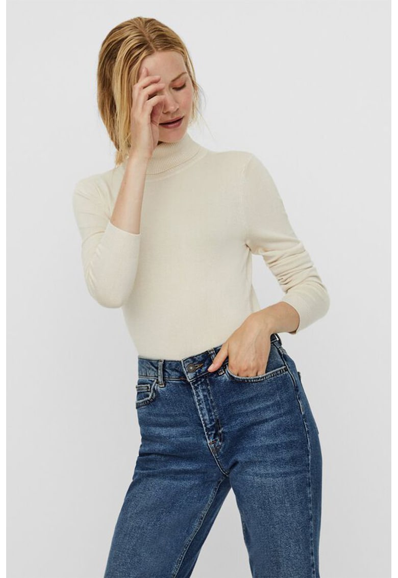 Pulover cu model uni si guler inalt Glory