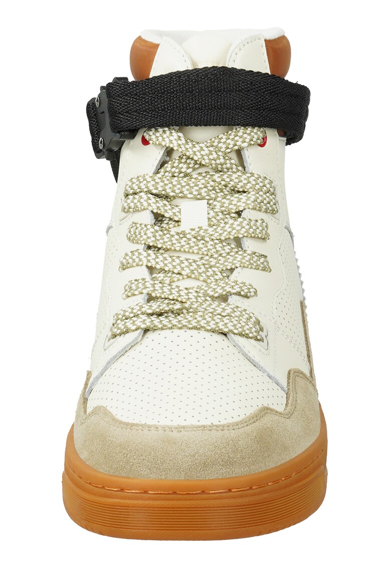 Pantofi sport inalti de piele si piele intoarsa