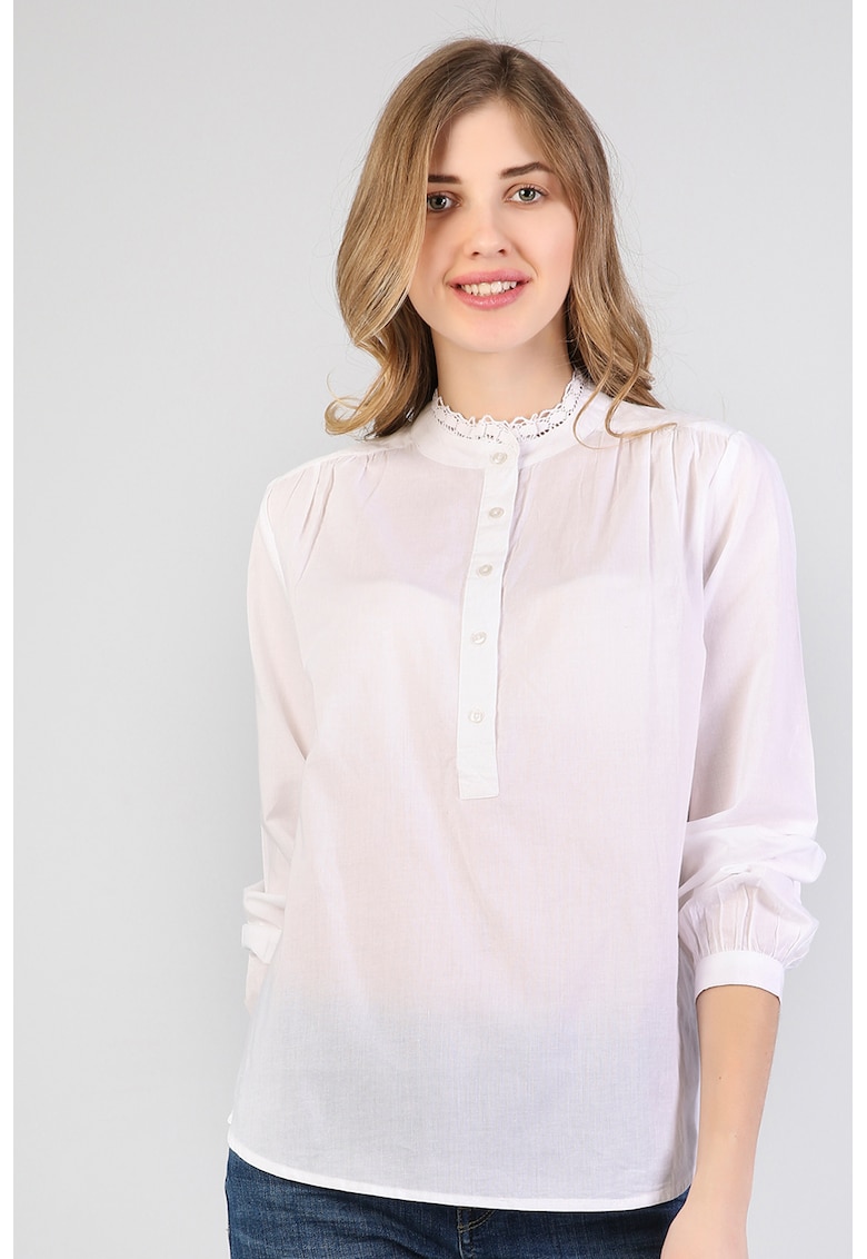 Bluza regular fit cu fenta cu nasturi