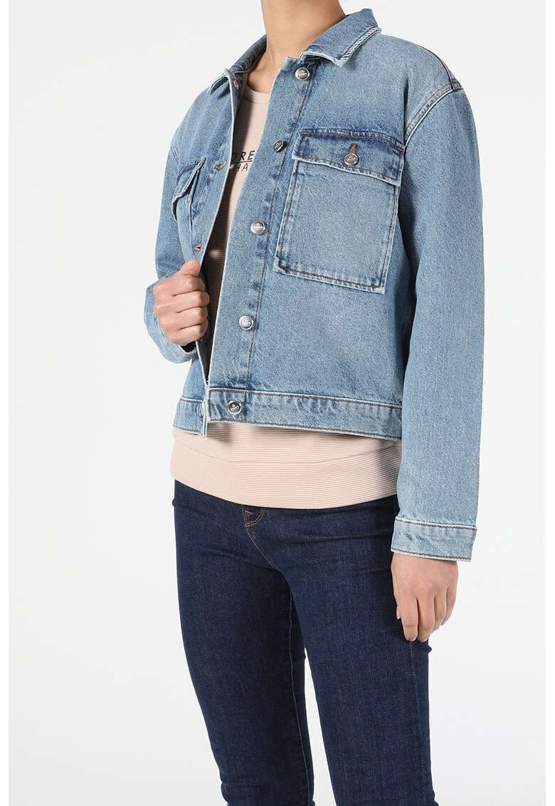 Jacheta crop regular fit din denim