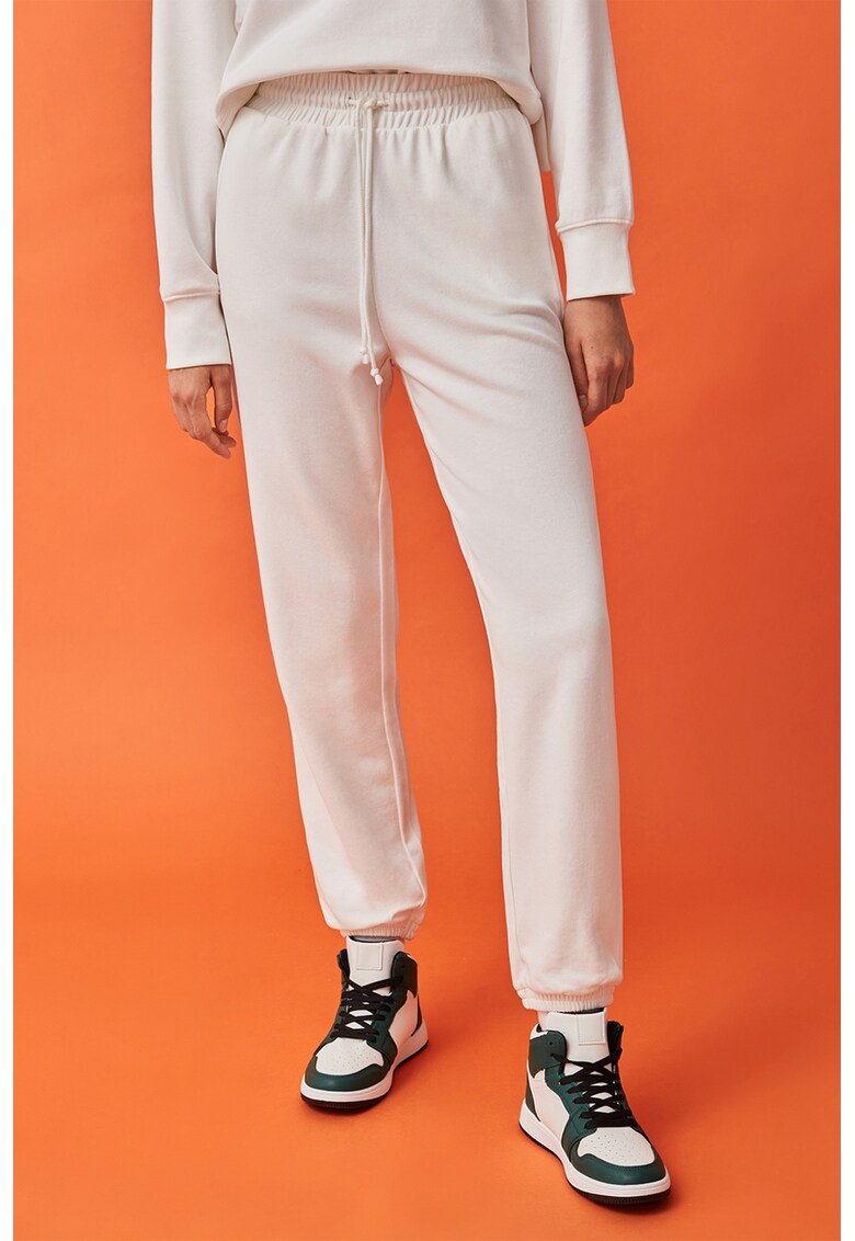 Pantaloni sport cu snur si talie inalta