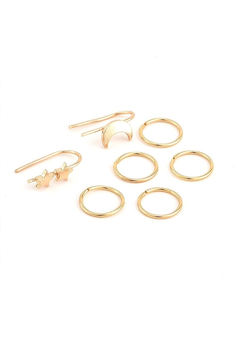 Set 7 cercei - aurii - ear cuff - cu luna si stele - Asker C28 -