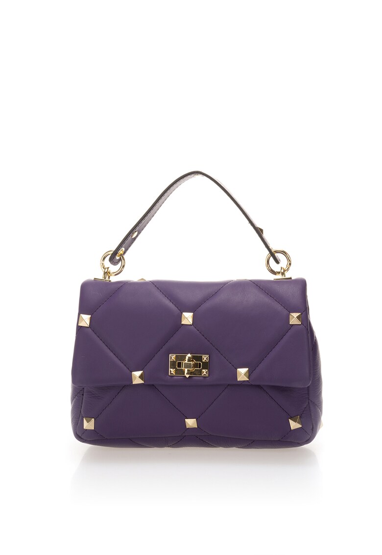 Geanta crossbody de piele cu aplicatii cu tinte