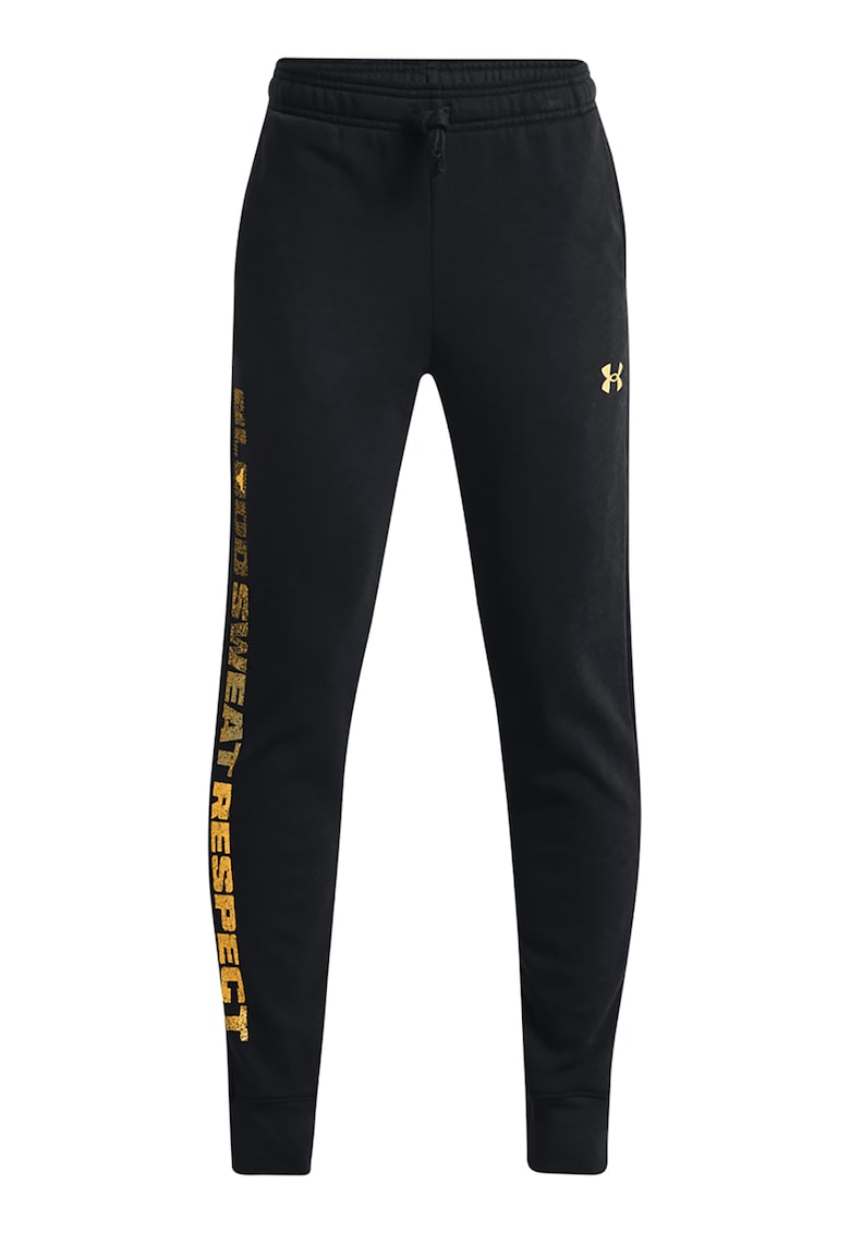 Under Armour Pantaloni cu snur de ajustare si imprimeu text lateral pentru antrenament