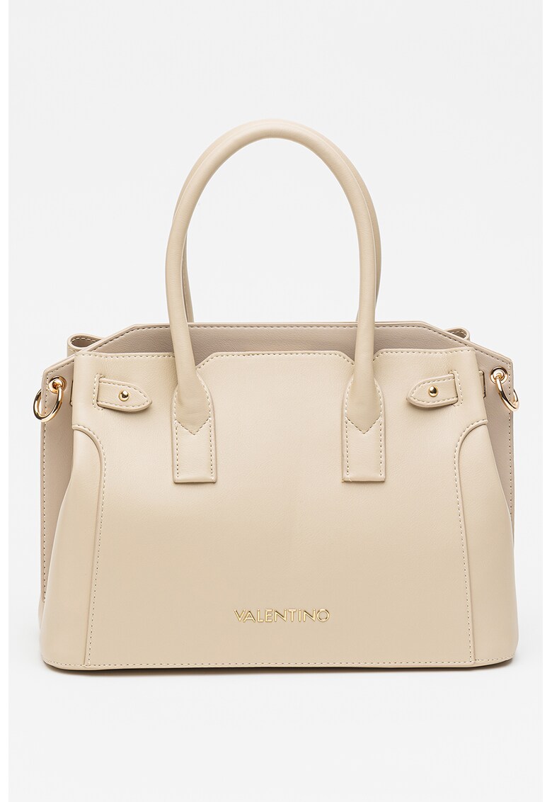 Geanta din piele ecologica cu bareta de umar si aplicatie logo metalica Bulgur