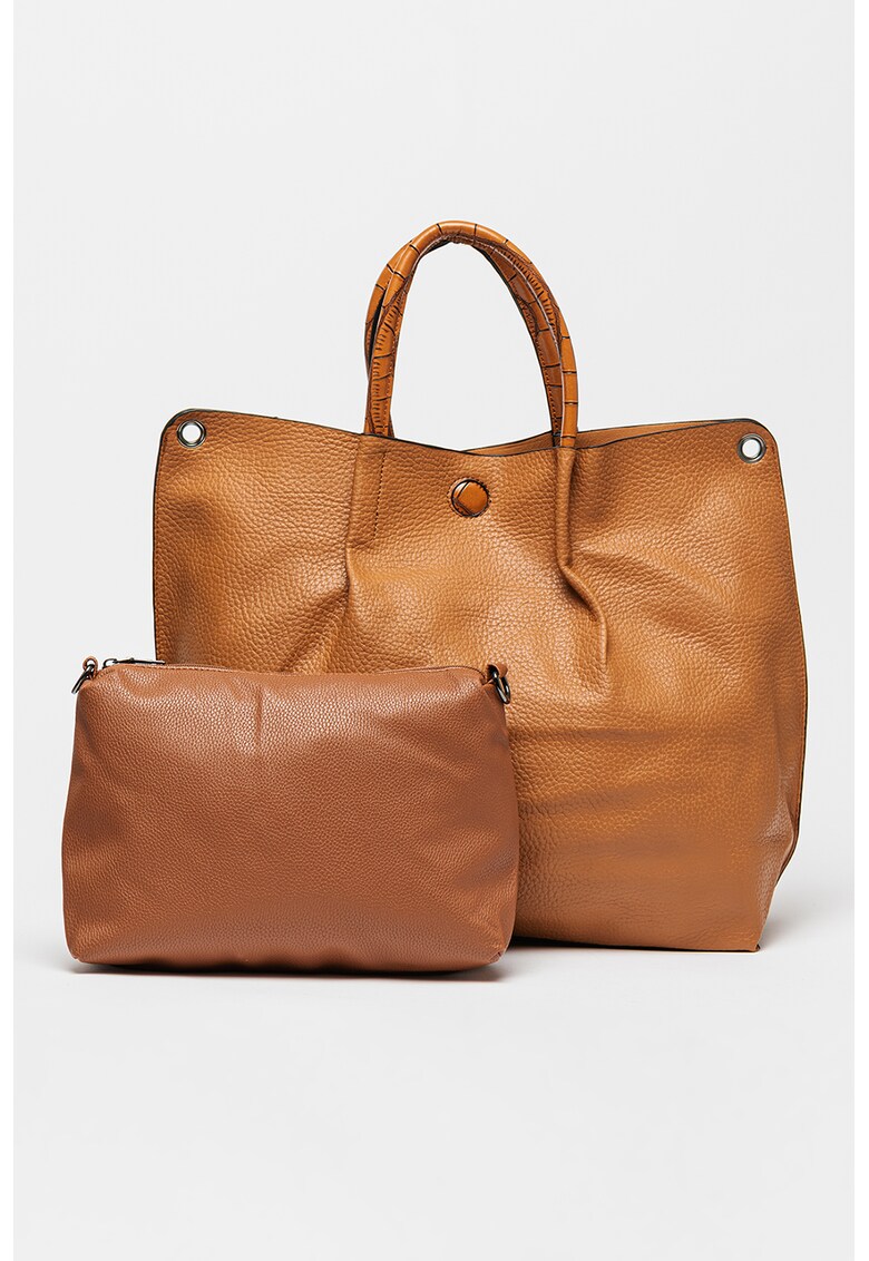 Geanta de piele ecologica cu bareta de umar si etui