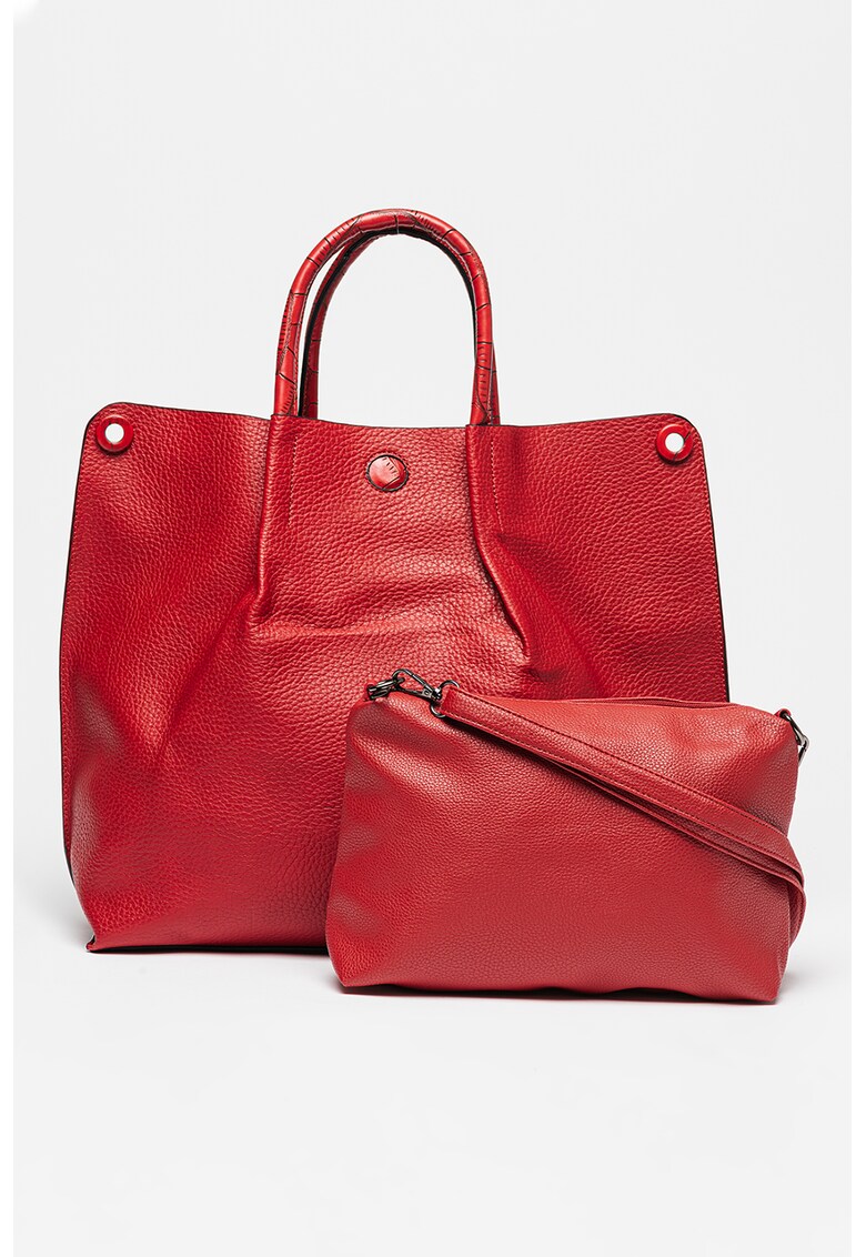 Geanta de piele ecologica cu bareta de umar si etui