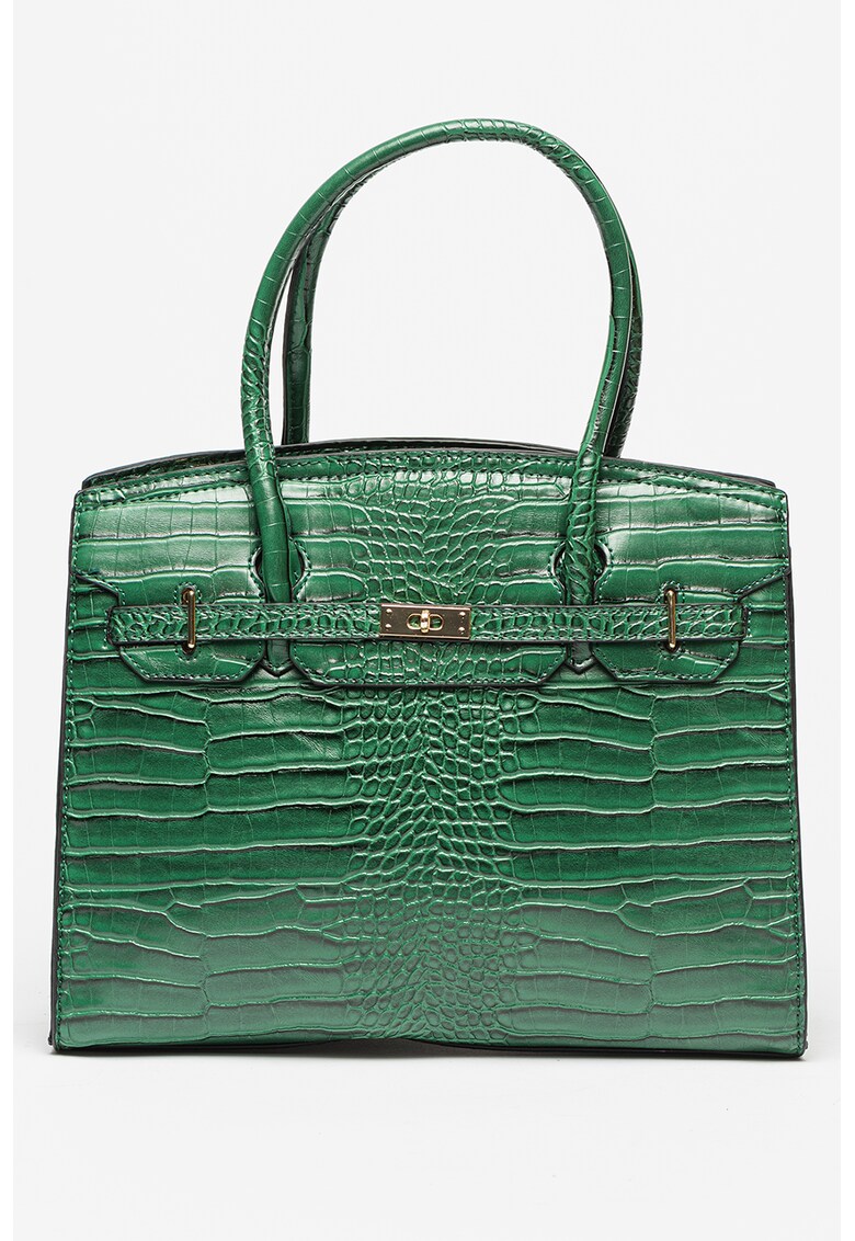 Geanta de piele ecologica cu maner si aspect de piele de crocodil