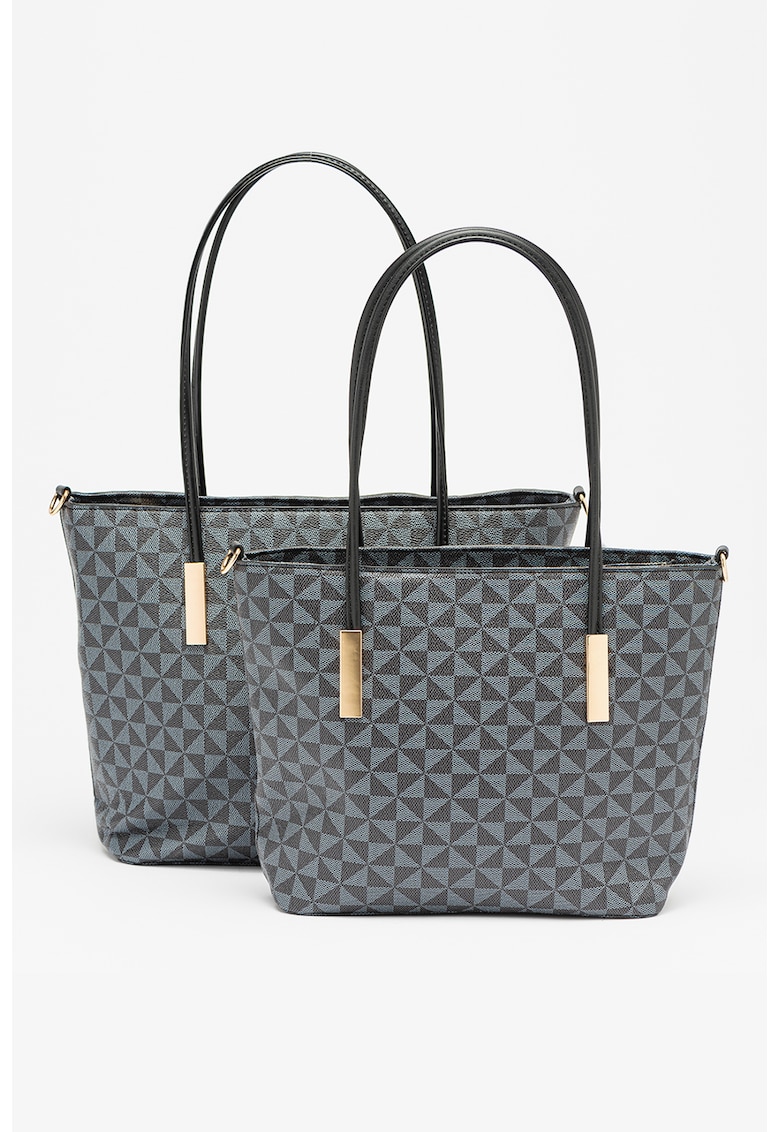 Set de genti shopper de piele ecologica - 2 piese