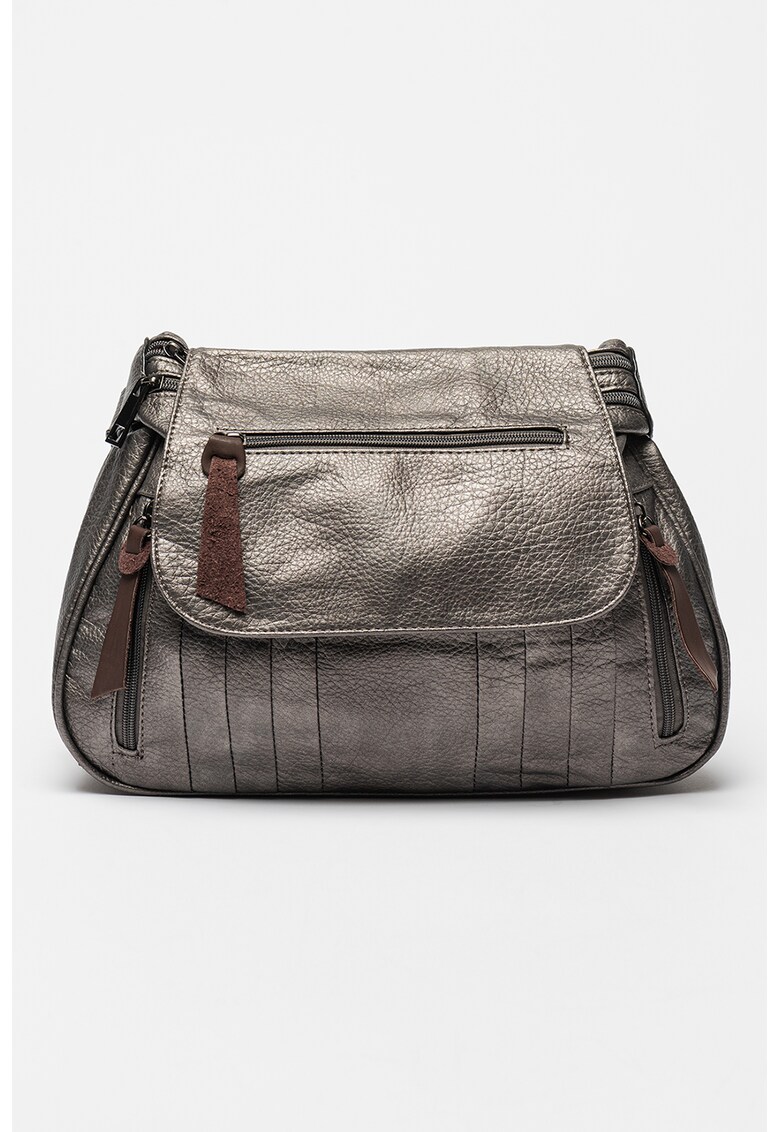 Geanta de piele ecologica cu bareta de umar si doua compartimente