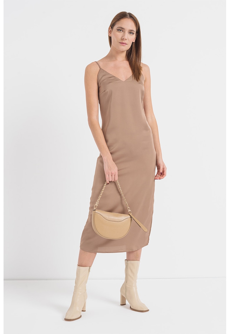 Rochie cu aspect de satin si decolteu in V Ellette