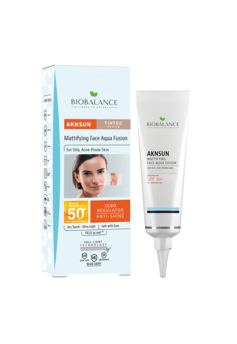 Crema protectie solara SPF 50+ Medium - matifianta pentru ten acneic si gras - 40 ml