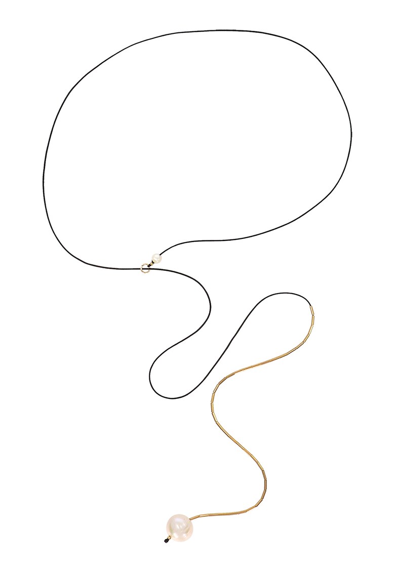 Colier lung din aur filat de 14K/20 si perle