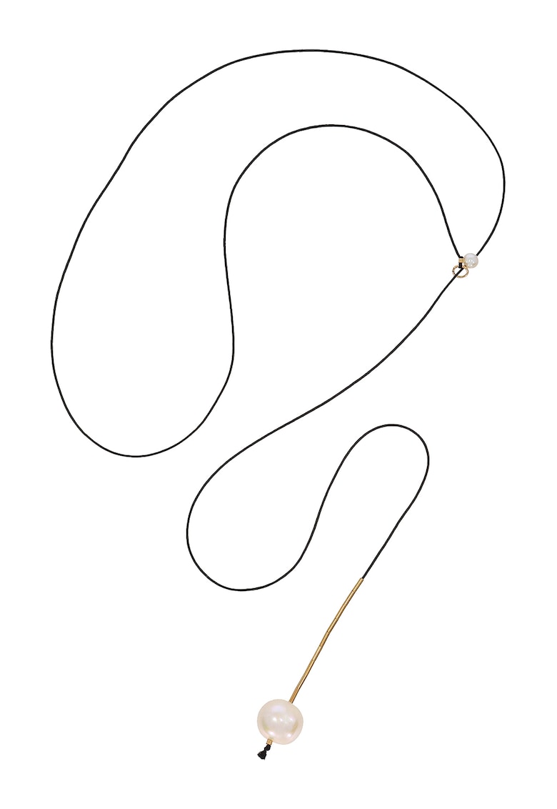 Colier lung din aur filat de 14K/20 si perle