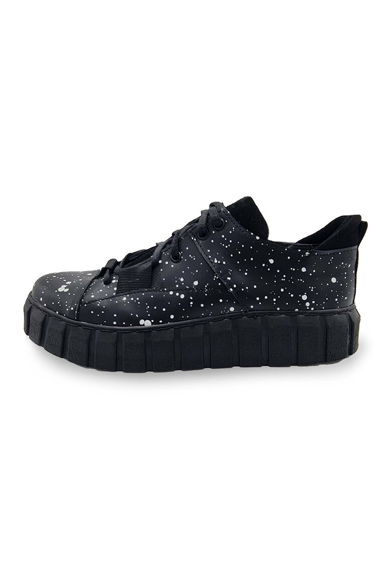 Pantofi sport din piele cu aspect cu pete decorative