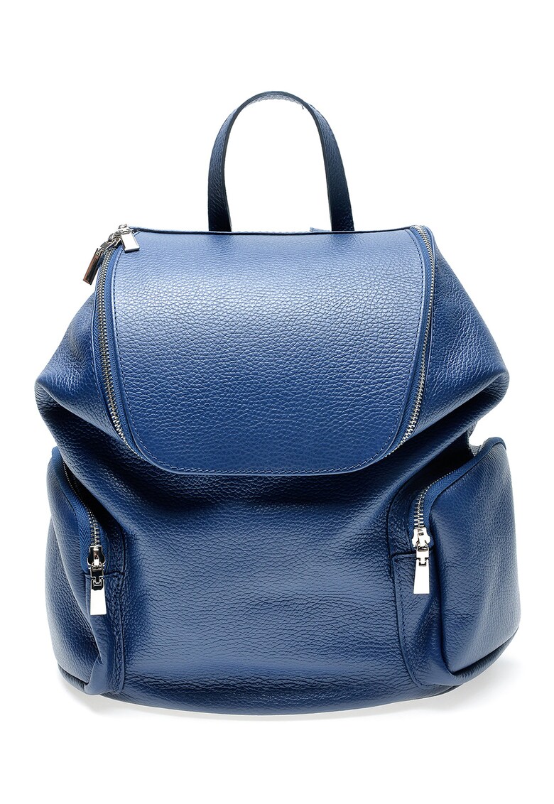 Rucsac de piele cu buzunare multiple cu fermoar