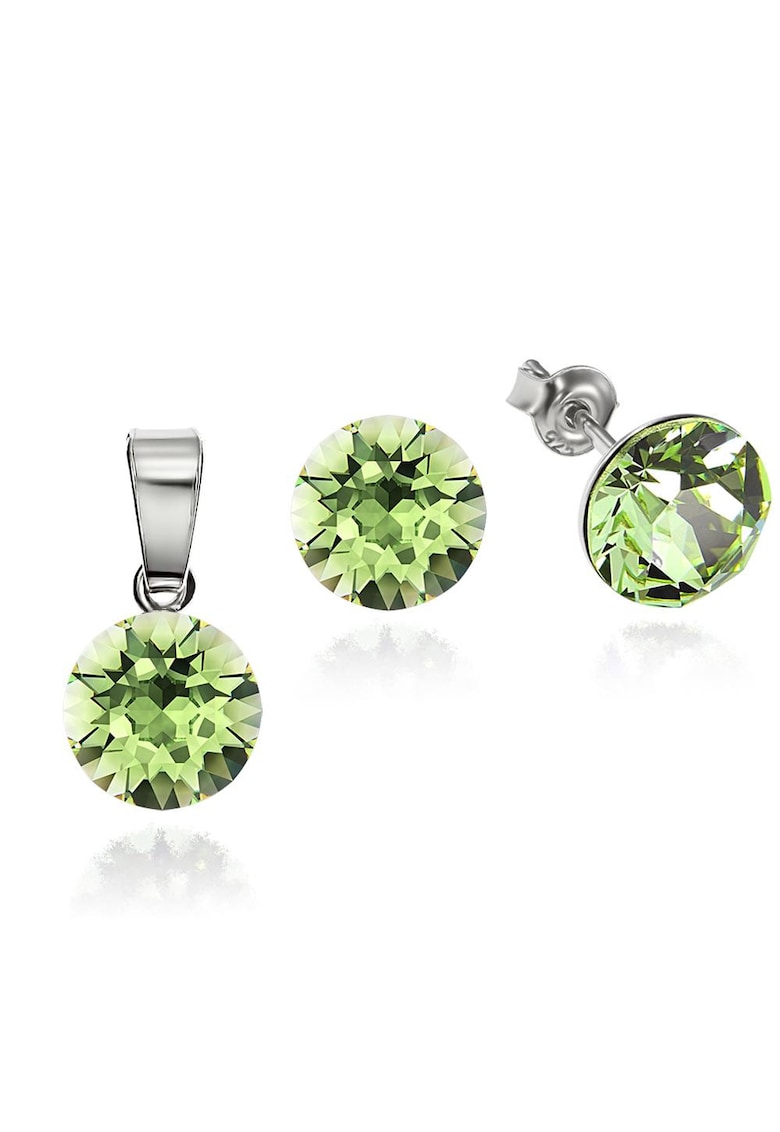 Set Argint 925 placat cu rodiu cu cristale Swarovski® 8mm - Verde
