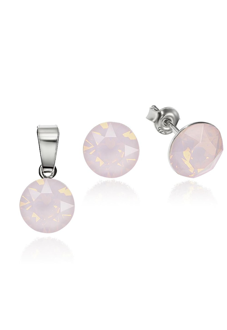 Set Argint 925 placat cu rodiu cu cristale Swarovski® 8mm - Roz opal