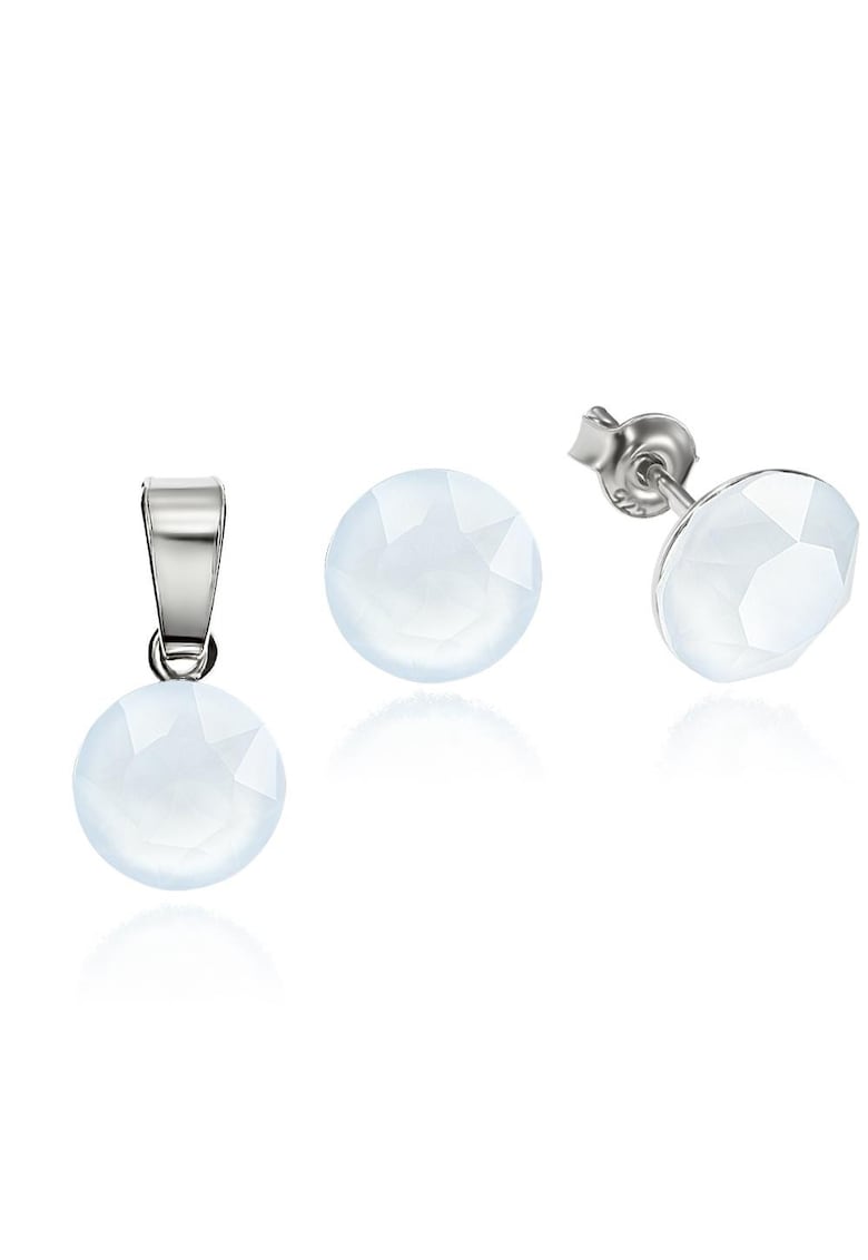 Set Argint 925 placat cu rodiu cu cristale Swarovski® 8mm - Albastru prafuit