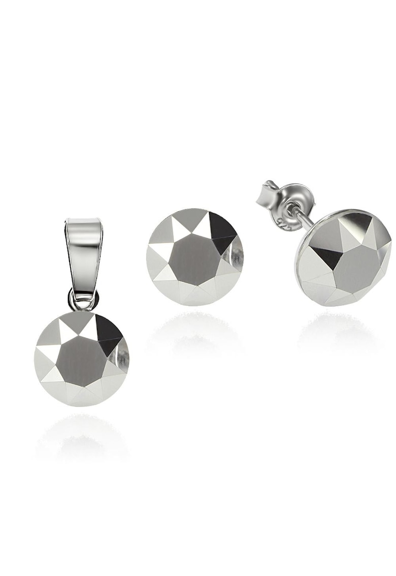 Set Argint 925 placat cu rodiu cu cristale Swarovski® 8mm - Argintiu