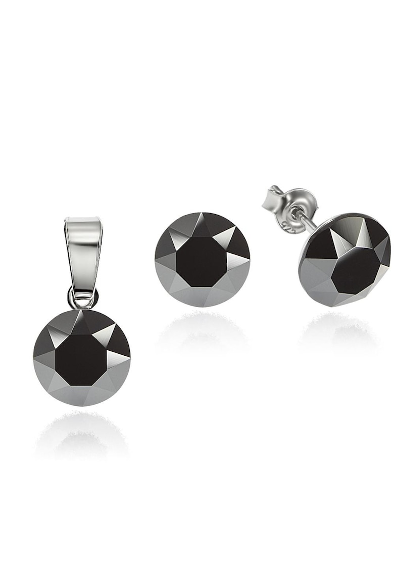 Set Argint 925 placat cu rodiu cu cristale Swarovski® 8mm - Negru