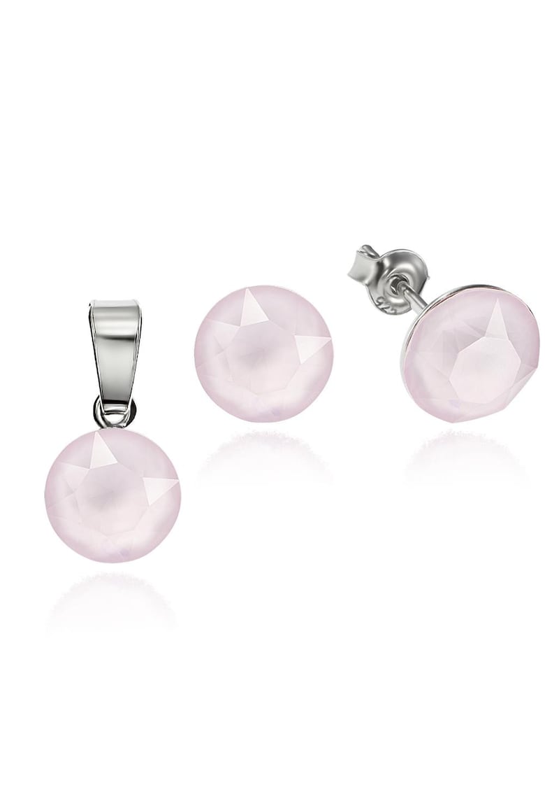 Set Argint 925 placat cu rodiu cu cristale Swarovski® 8mm - Roz pudrat