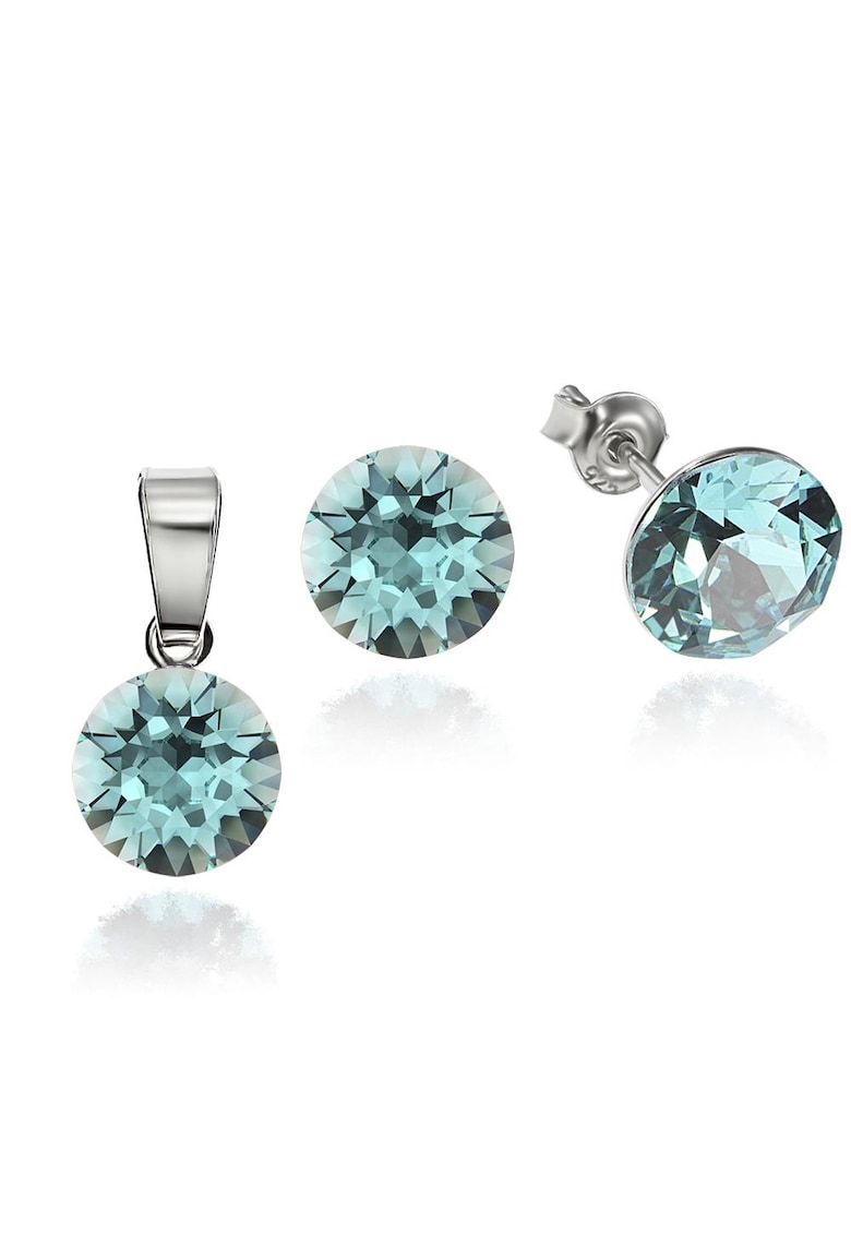 Set Argint 925 placat cu rodiu cu cristale Swarovski® 8mm - Turcoaz